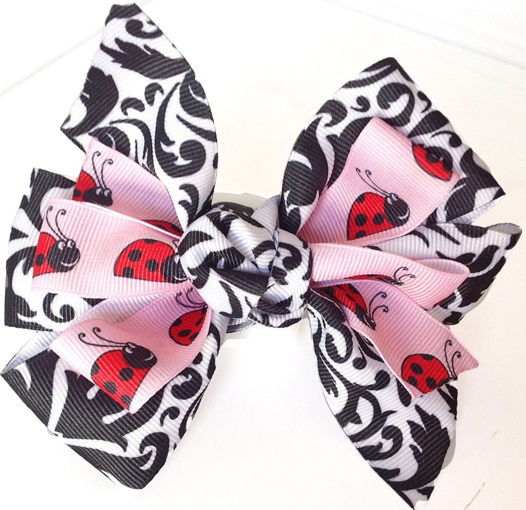 Black White Pink Red Lady Bug Ribbon Bow for Dog or Cat Collar - Etsy