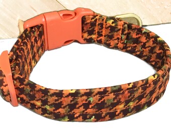 Brown & Orange Houndstooth Fall Collar for Dogs or Cats /Martingale Upgrade // Leash Upgrade