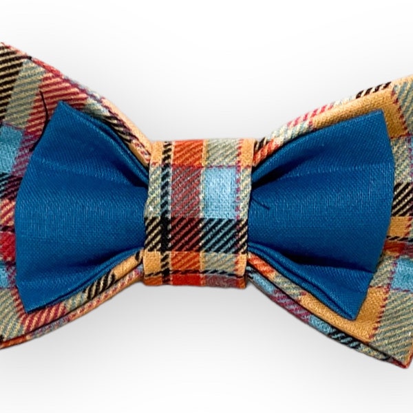 Fall Plaid Collar Bow Tie for Dogs & Cats- Fashionable Pet Accessory- Upgrades Available