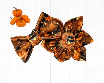 Thanksgiving Turkey Bow for Pet Collar- Holiday  Collar Accessory- Attachable