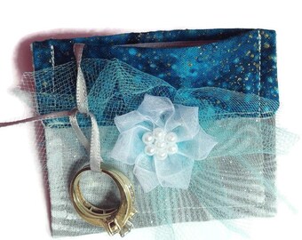 Gray & Teal Ring Bearer Wedding Pouch for Dog or Cat