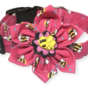 Bumble Bee and Flower Set - Raspberry Pink Background - Both Martingale and Summer Options - Perfect for Your Female Pet