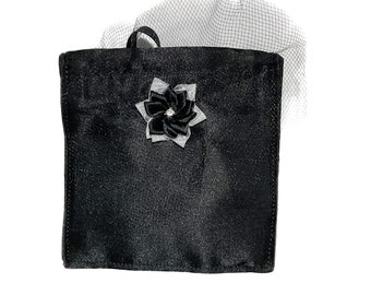 Black Satin Wedding Ring Bearer Pouch for Dog or Cat Collar