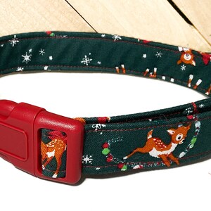 Christmas Reindeer Dog or Cat Collar - Red, White, Brown or Black Buckle Options- Winter Collars- Custom Made -Available Upgrades