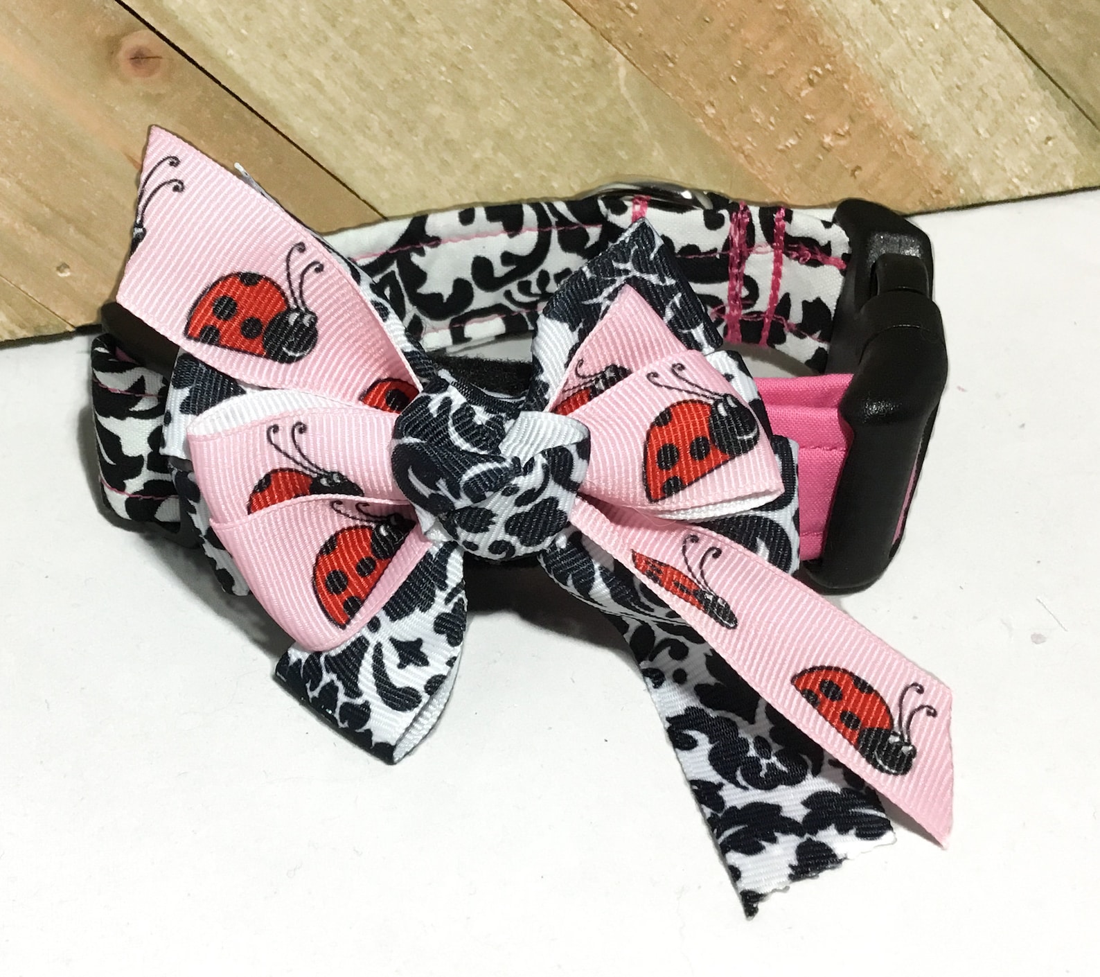 Black White Pink Red Lady Bug Ribbon Bow for Dog or Cat Collar | Etsy