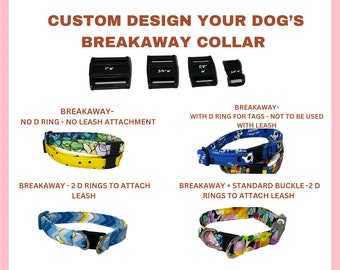 Custom Design Your Dog‘s Breakaway Dog Collar- Collar with Safety Buckle -Choose your Fabric