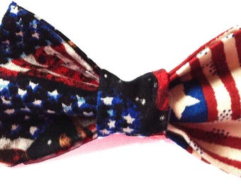 Stars and Stripes Patriotic Dog and Cat Bow Tie- Red, White and Blue