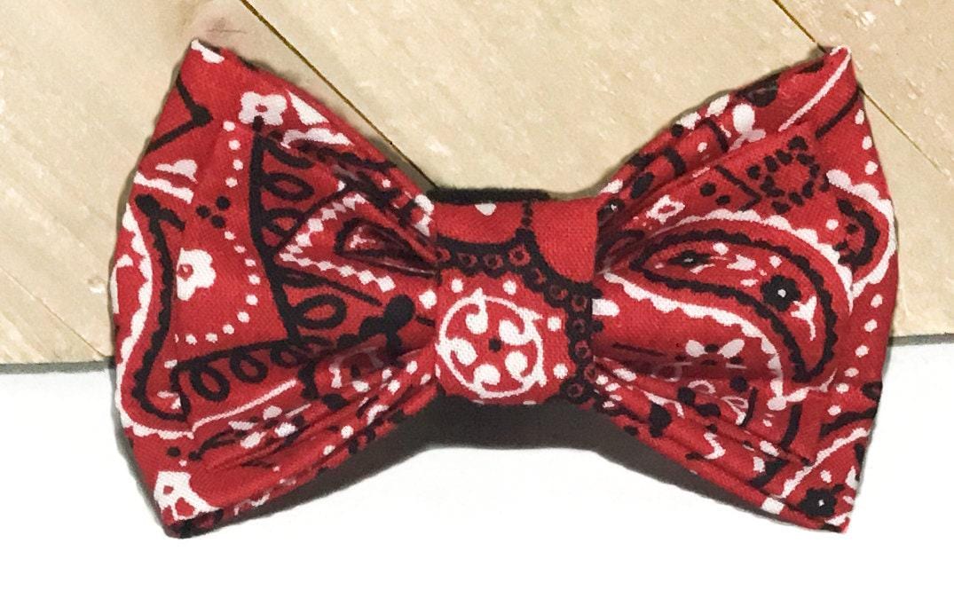 Red Black & White Bandana Bow Tie For Male Cat & Dog Collar/Attachable Accessory Pets