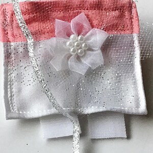 Coral Pink and White Wedding Collar for Girl Dogs and Cats image 8