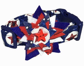 4th of July Patriotic Dog and Cat Collar with Star Accessory