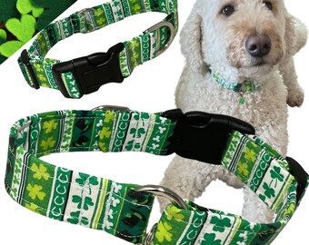 St. Patrick’s Day Shamrock Necklace Collar with Pendant Charm for Dogs or Cats - Unique Pet Collar- Custom Made Pet Gift