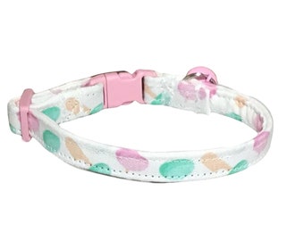 White Mochi Dessert Breakaway Cat Collar with Bell -Name Personalization,  Mochi Flower or Bow Tie Upgrades