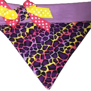 Purple and Pink Leopard Print Bandana for Dogs and Cats With or Without Personalization / Over The Collar Bandanas