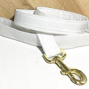 White Satin Dog Leash for Wedding or Special Event With Gold or Silver Hook