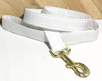 White Satin Dog Leash for Wedding or Special Event With Gold or Silver Hook