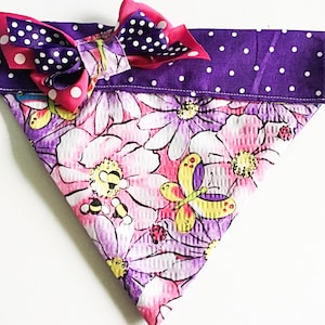 Purple and Pink Floral Over the Collar Summer Bandana for Dogs and Cats