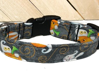 Halloween Ghost Collar for Dogs & Cats with Black Buckle or Fall Collars- Custom Made- Upgrades Available