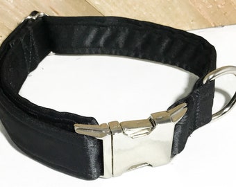 Black Satin Wedding Collar for Dogs and Cats  With Black Plastic buckle or  /Wedding Leash Upgrade / XXS-XXL