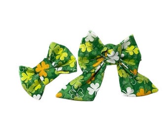 St. Patrick’s Day Shamrock Collar Accessory for Dog or Cat - Attachable Bow Tie or Sailor Bow - Fabric Holiday Bow- Gift for Pet