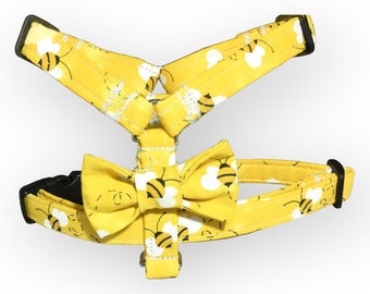Adjustable Bumble Bee Roman Dog Harness //Matching Leash Option // Matching Flower or Bow tie Option