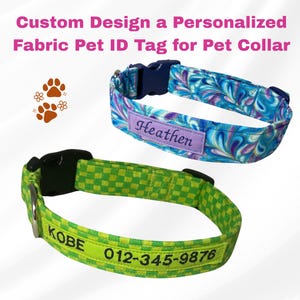 Personalized Fabric Pet Id Tag- Solid Color- Perfect for Dog Collars with Fabric Prints