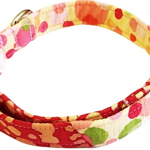 Red & Yellow Polka Dot Summer Collar for Male and Female Dogs-Buckle, Breakaway, Martingale Available