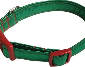 Red & Green Satin Christmas Collar For Dogs And Cats