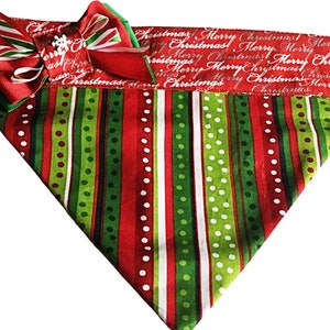 Merry Christmas Dog or Cat Bandana Personalized or Unpersonalized Over the Collar Holiday Scarf image 1