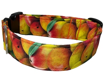 Orange Green Mango Fruit Collar for Dogs or Cats with Black Buckle or Martingale -Custom Buckle Upgrades