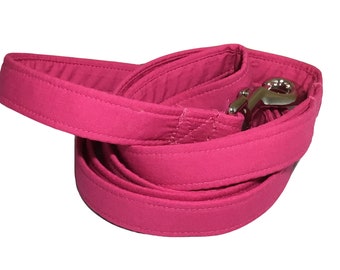 Solid Pink Dog Leash with D Ring Option