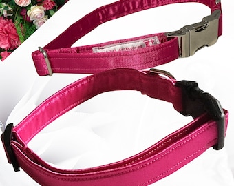 Hot Pink Satin Wedding Collar & Special Events Collar for Dogs and Cats