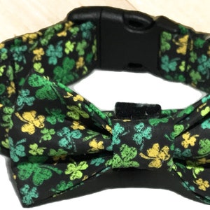 St. Patrick's Day Shamrock Collar with Bow Tie or Flower for Dogs and Cats / Buckle or Martingale/ Metal Buckle Upgrade / Leash Upgrade image 3