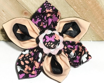 Peach and Black Spring Butterfly Flower for Girl Dog or Cat Collar