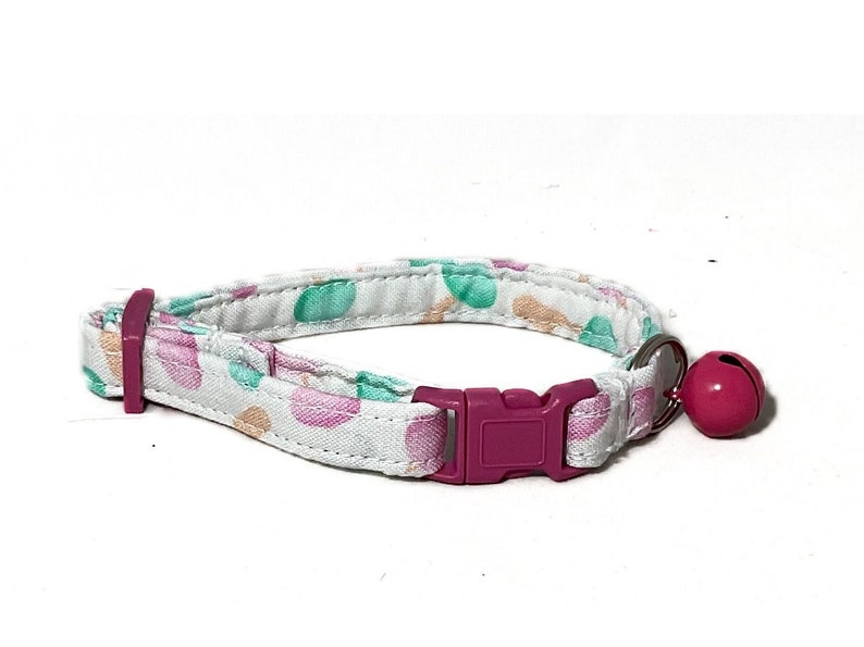 White Mochi Dessert Breakaway Cat Collar with Bell Name Personalization, Mochi Flower or Bow Tie Upgrades image 2