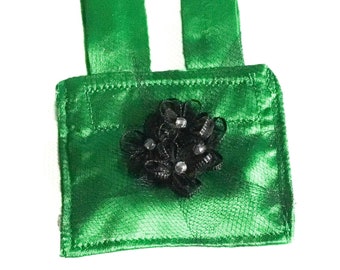 Emerald Green and Black Wedding Ring Bearer Pouch for Dog or Cat Collar