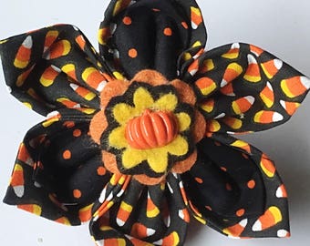 Halloween Candy Corn Collar Flower for Girl Dogs and Cats