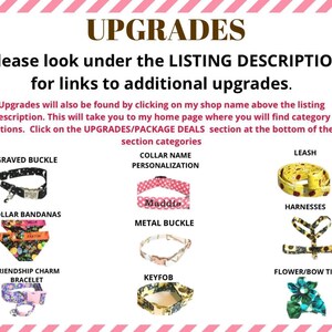 a sign that says please look under the listing description for links to additional upgrades