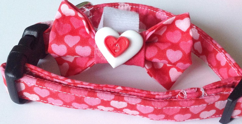 Heart Valentine's Day Collar with Bow Tie for Dogs and Cats image 1