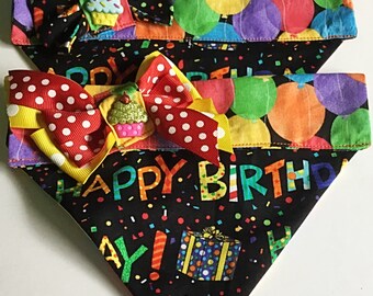 Birthday Bandana for Dog or Cat With Balloons & Candles /Personalized Pet Bandana /Over the Collar Bandanas