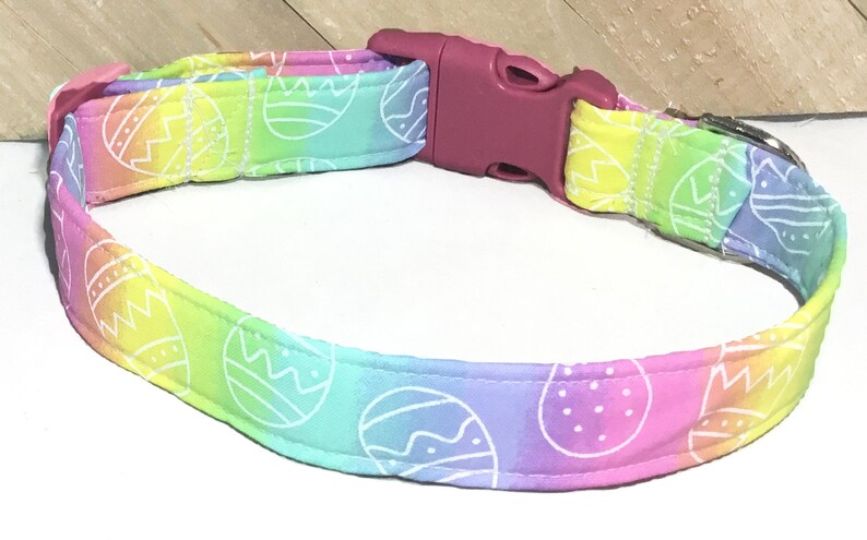 Rainbow Easter Egg Dog & Cat Collar Seasonal Spring Pet Accessory-Buckle, Breakaway, Martingale Available image 1