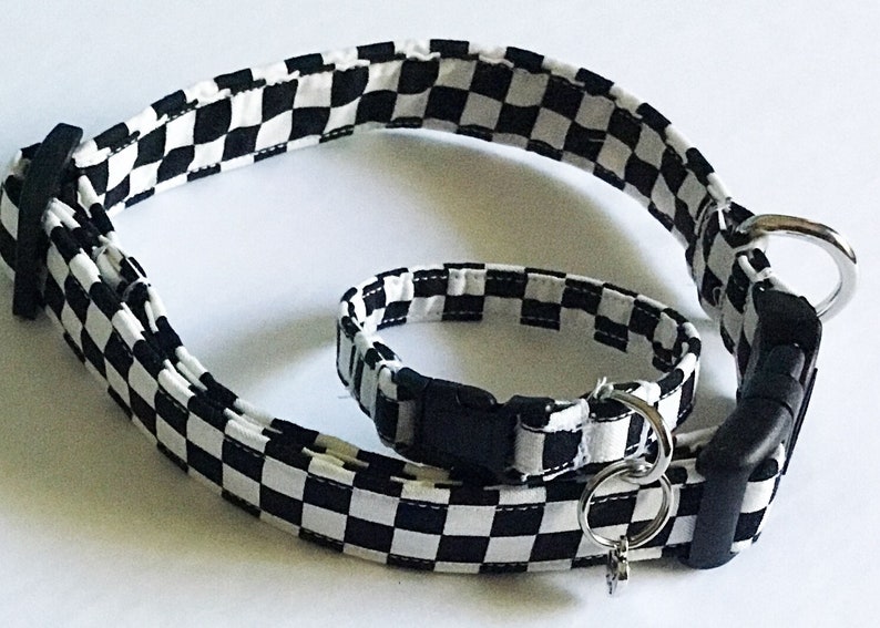Black and White Checkered Plaid Dog or Cat Collar With Etsy