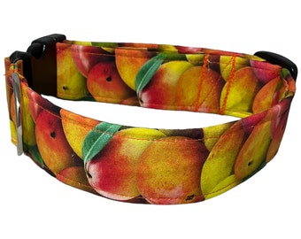 Orange Green Mango Fruit Collar for Dogs or Cats with Black Buckle or Martingale -Custom Buckle Upgrades