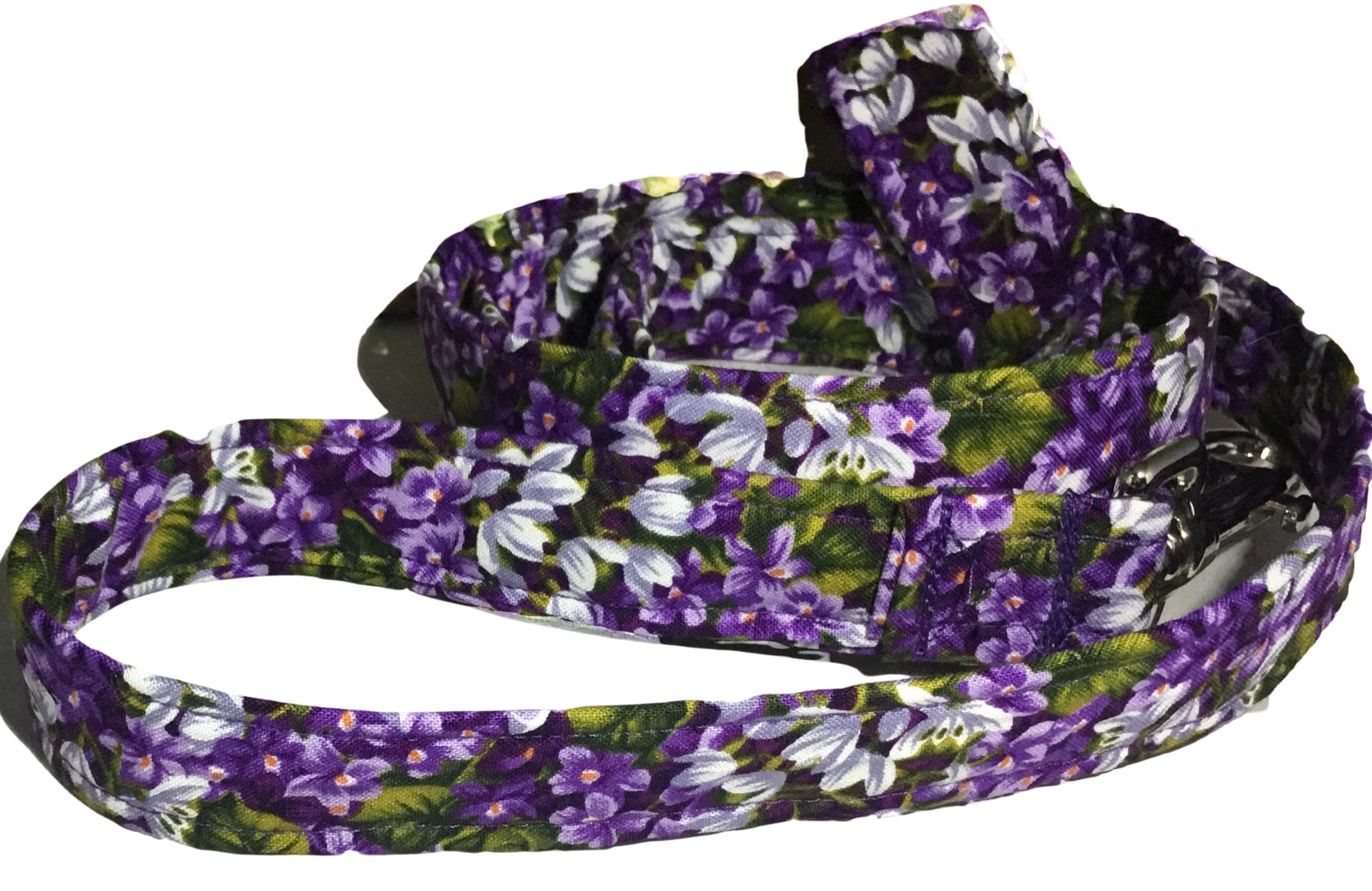 Purple Floral Dog Leash - Pansy Summer Leads- Collar & Keyfob Upgrades- Custom Made Fabric Leashes