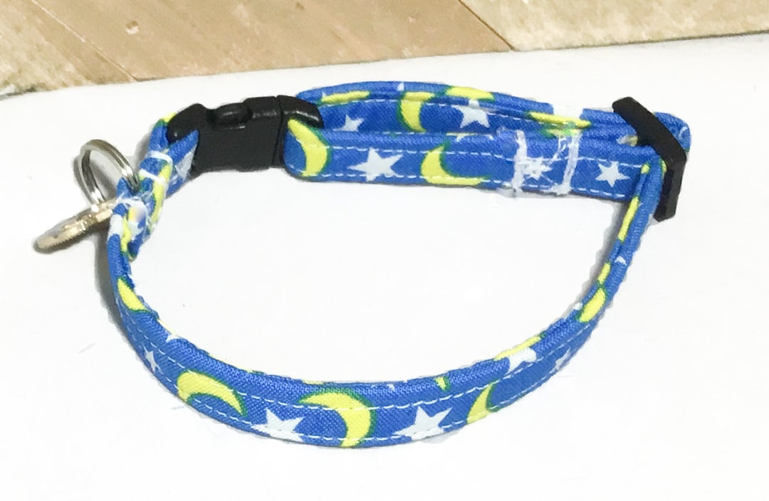 Blue Celestial Moon and Stars Cat Breakaway Collar With Charm Etsy