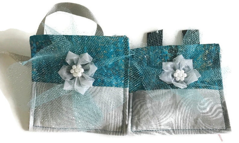 Gray & Teal Ring Bearer Wedding Pouch for Dog or Cat image 3