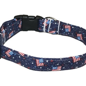 Patriotic American Flag Collar for Dogs and Cats - 4th of July & Memorial Day- Buckle or-Buckle, Breakaway, Martingale Available