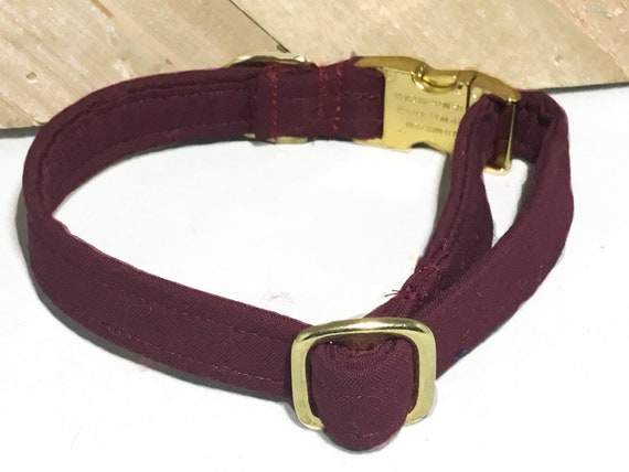 Burgundy & Gold Bowtie Plaid Adjustable Dog Collar Martingale Collar or  Side Release Buckle Collar Metallic Gold / Reds Holiday Plaid 