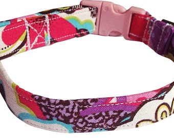 Pink and Purple Floral Collar for Girl Dog or Cat With Pink Buckle