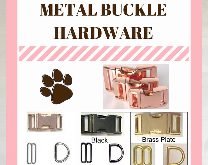 Featured listing image: Brass, Nickel, Rose Gold, or Black Metal Buckle Upgrade for Dog Collar