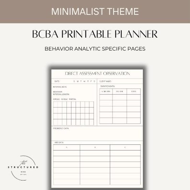 BCBA Printable Planner (minimalist Design) - Etsy